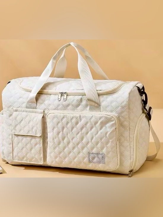 Handbags - Quilted Cream Travel Duffle Bag